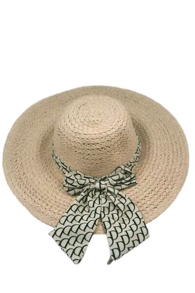 Moda Accessories قبعة أنيقة ذات حافة واسعة من القش - موديل صيفي مع تفاصيل شري...