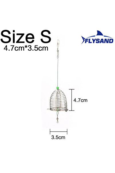 Choice قفص صيد FLYSAND مقاس S مصنوع من الفولاذ المقاوم للصدأ مع سلة تغذية وحا...