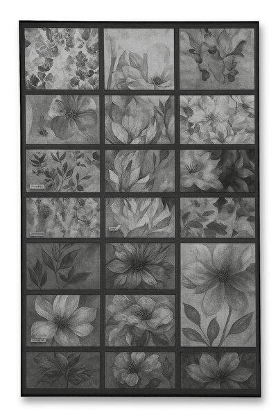 Rugs Modern Halı MOSSO Siyah Çiçek Tablosu Temalı Desen Dokuma Taban Modern D...