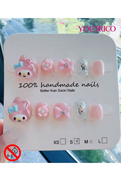 Youtrico أظافر صناعية للأطفال - مصنوعة يدويًا بنسبة 100% وغير سامة وآمنة للأع...