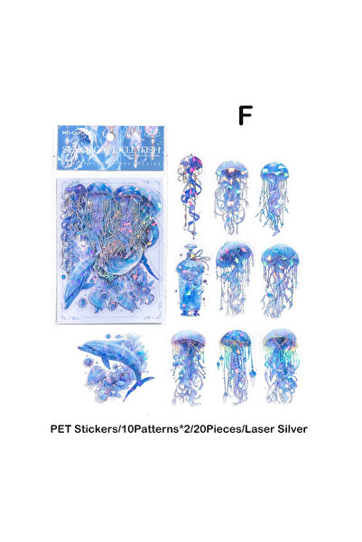Choice3 F Journamm 20 قطعة / العبوة ملصقات قنديل البحر المتلألئة بالليزر الفض...