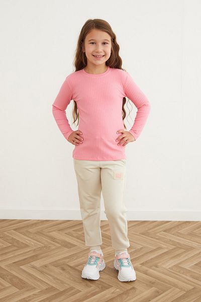 Fulla Moda Elastic Waist Emblem Jogger Girl's Sweatpants