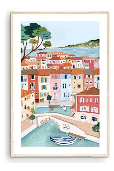 Emoda home Trove Nationcog French Riviera Art Print, Port Grimaud, France Wal...