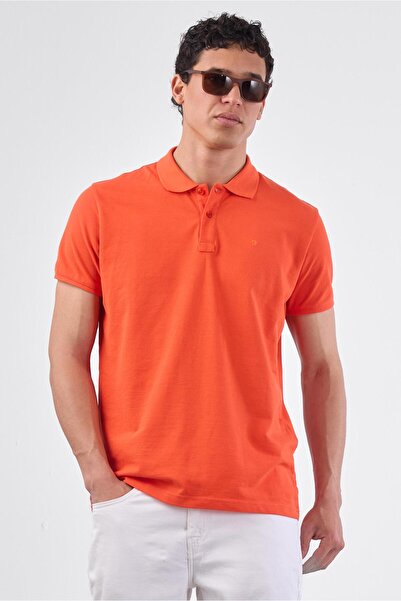 Dufy Erkek Slim Fit Polo Yaka Kırmızı T-Shirt