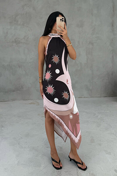 Seda Yalçın Atelier Asymmetrical Cutout Halter Neck Midi Dress