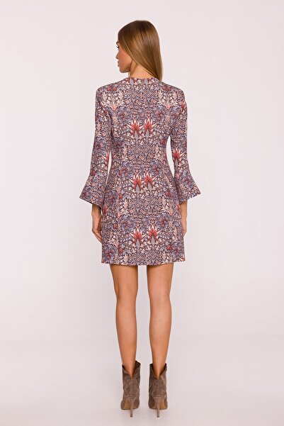 Made of Emotion Rochie mini cu manșete late și imprimeu