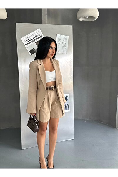 moneta boutique Women's Blazer Jacket and Shorts Set