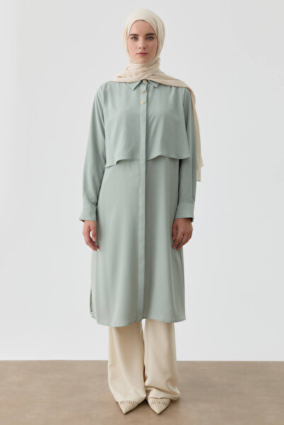 Tuğba Rüzgarlık Detaylı Çiçek Düğmeli Tunik - Mint