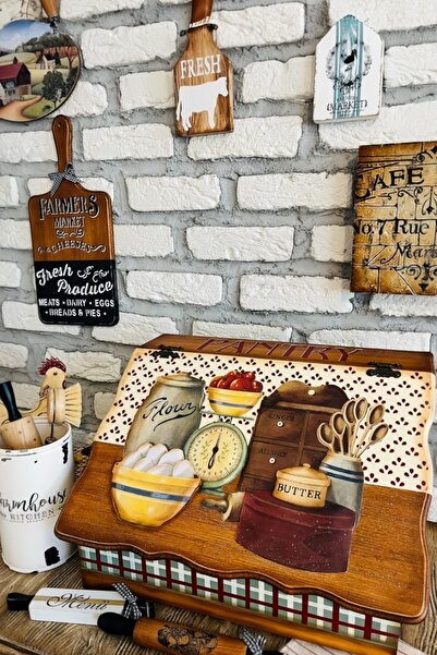 Victorian Rose Boutique Country Ahşap Ekmeklik Kutu (Görseller Hamur Kabartma...