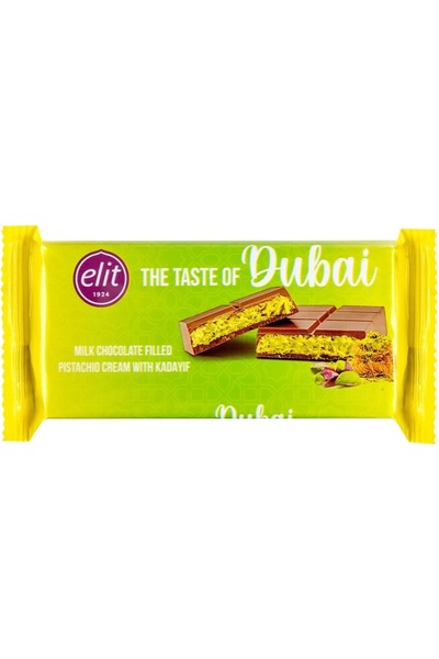 Elite Ciocoalata cu Lapte Dubai cu Crema de Fistic Elit 90 g