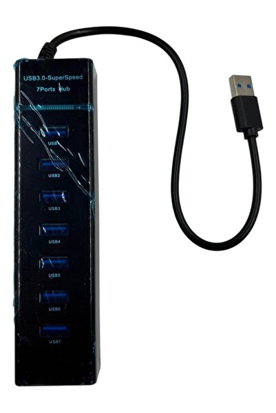 GENERAL موزع USB 3.0 متعدد جهات الاتصال، 7 منافذ، كمبيوتر شخصي عالي الكفاءة، أسود