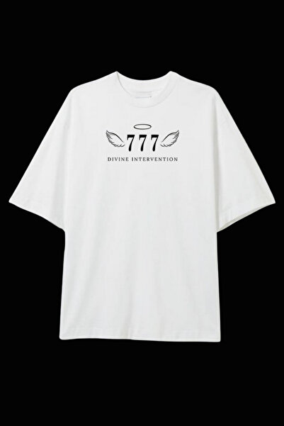 Dupe Design Tricou supradimensionat cu imprimeu cu numărul angelic 777