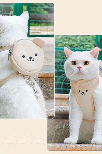 MODA Ayıcık Figürlü Çanta Detaylı Bel Göğüs Ayarlanabilir Kedi/Köpek Tasma