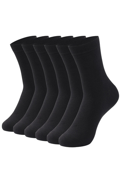 HRN Textile 6-Piece Men's Cotton Plain Long Socks – Anti-Sweat and Odor