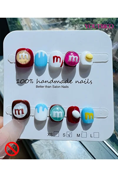 Youtrico Kids Press-on Nails - 100% Handmade Non-Toxic Safe for Ages 3+ Cute Green Kids' Fake Nails