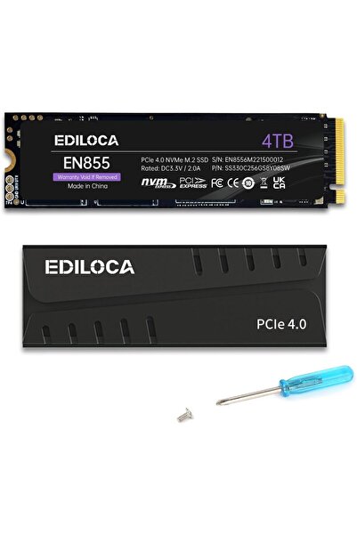 Generic Ediloca EN855 Internal Gaming SSD with Heatsink 4TB PCIe Gen4, Up to 7400MB/s, NVMe M.2 2280