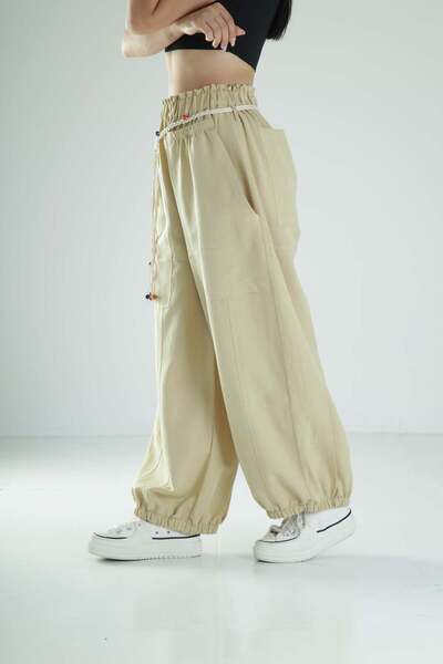 COCOPELLI Design Linen Light Green Baggy Trousers