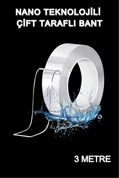 Ecuy Nano Teknoloji Şeffaf Süper Güçlü Yapıştırıcı Bant Suya Dayanıklı Çift T...