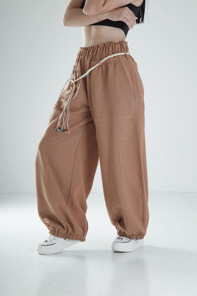 COCOPELLI Design Linen Brown Baggy Trousers