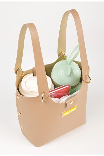 BABYDREAM حقيبة يد جلدية للأم - بيج