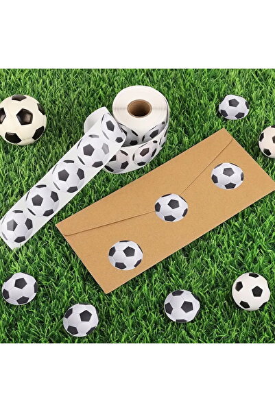 hdcw 500 ADET 2,5 cm FUTBOL TOPU TASARIMLI RULO STICKER ETİKET HEDİYE PAKETLEME