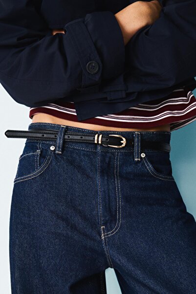 Bershka Leather effect belt with topstitching