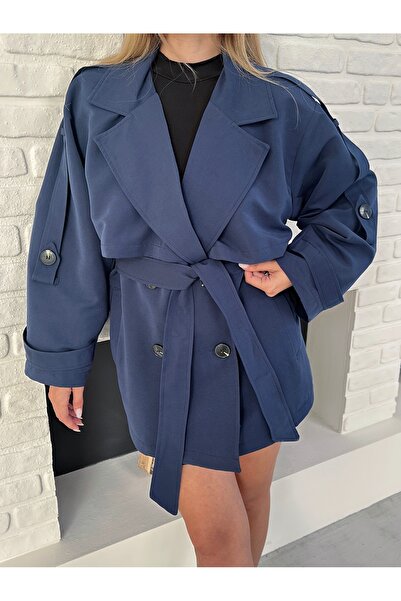 Ekim Store Rüzgarlık Detaylı Kuşaklı Trençkot