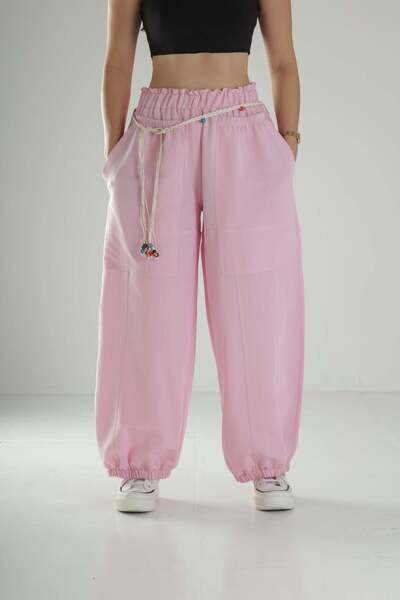 COCOPELLI Design Linen Pink Baggy Trousers
