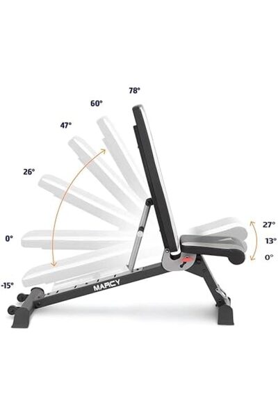 MARCY Foldable Adjustable Utility Weight Bench, Strength Training Home Gym for Full Body Workout