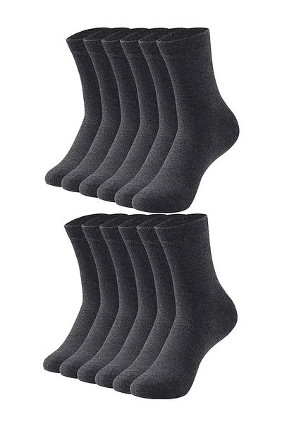 HRN Textile 12 Pack Men's Cotton Plain Long Socks – Anti-Sweat and Odor