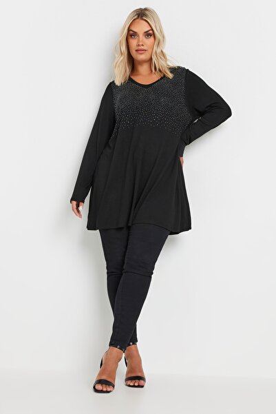 Stil Diva Plus Size V-Neck Stone Embroidered Long Sleeve Blouse 302899