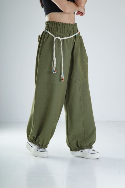 COCOPELLI Design Linen Khaki Baggy Trousers