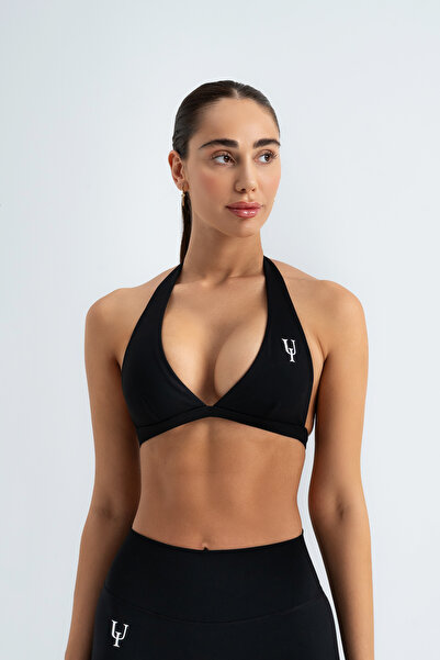 Umori Sunkiss-V Sutien sport negru pentru femei Triunghi - cu perne, efect pu...