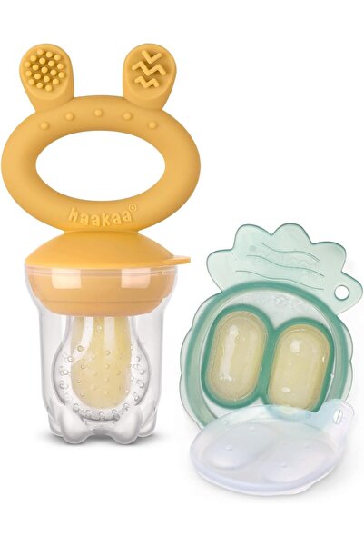 Haakaa مجموعة تغذية الفاكهة للأطفال وقوالب المصاصات لحليب الأم، وحدة تغذية طع...