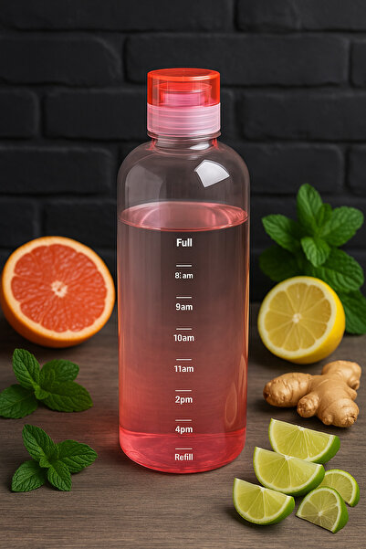 İnterlife Glass Water Bottle Borosilicate Water Bottle with Clock 700 ml