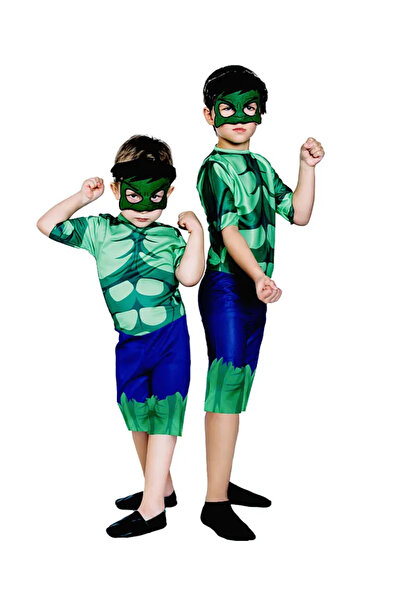 TrendMELO HULK - Costum de vară pentru copii, Gigantul Verde, cu mască
