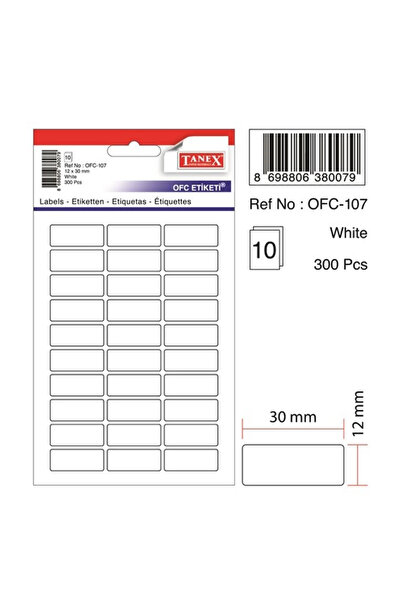 Tanex Ofc-107 12X30Mm White Office Label