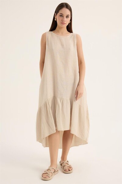HomeStore Λινό Αμάνικο Φόρεμα