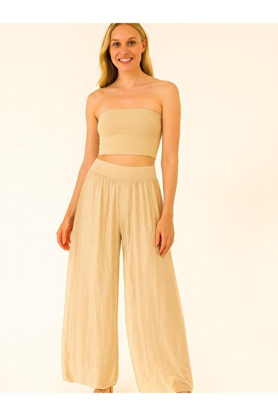 Butik İtalyan İpek Pantolon - BEJ