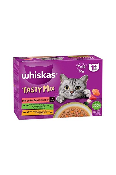 Whiskas Tasty Mix - Mix of the Sea Collection in Gravy Multipack Cat Food Pouches - 12 x 70 g