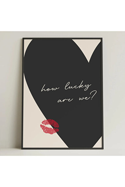 512 STORE Estetik Black Red Leoapar Heart Kiss Modern Duvar Dekor Lucky Çerçe...