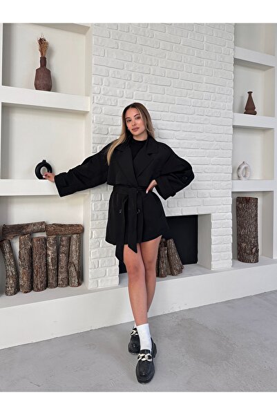 Ekim Store Rüzgarlık Detaylı Kuşaklı Trençkot