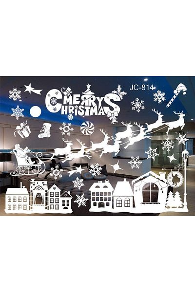 Gxhong Set of 2 sheets of Christmas stickers, PVC, white, 35.5 x 50 cm