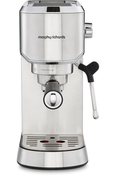morphy richards Compact Espresso Coffee Machine, Dual Cup, 1L Water tank, Variable Steam Control & M