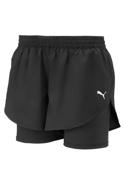Puma Womens 2 in 1 Woven Running Shorts - Black