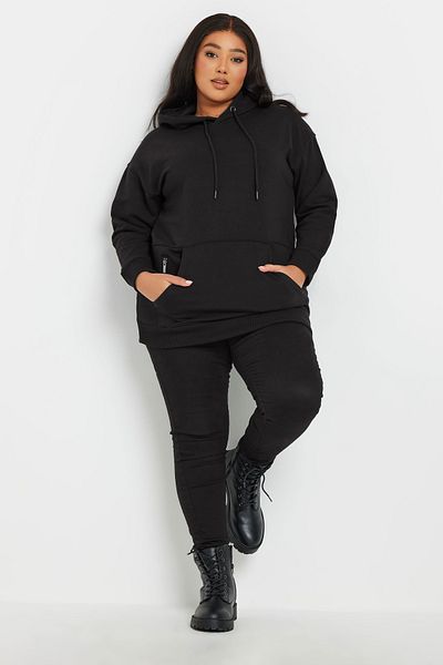 Stil Diva Plus Size Hooded Pocket Zipper Detailed Sweatshirt 303800