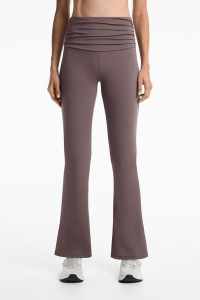 Oysho High rise Comfortlux flare trousers with gathered waist