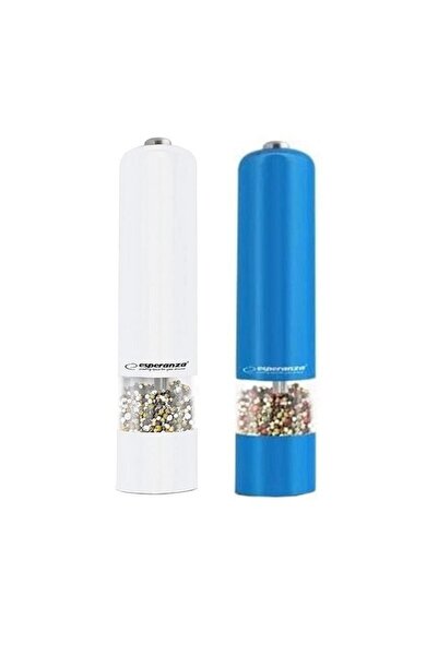 ESPERANZA Set 2 râșnițe electrice pentru sare și piper, culoare albă și albastră