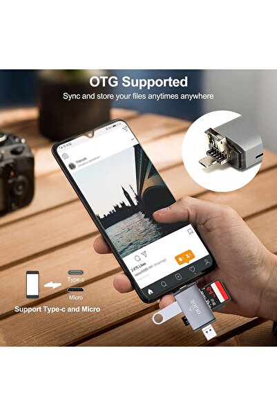 Generic OLIGE 6-in-1 USB 3.0 SD Card Reader - MicroSD to USB Adapter for Phones, MacBook, Windows, Dash Cam