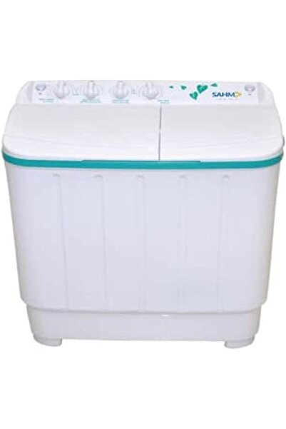 SAHM غسالة ملابس نصف أوتوماتيكية ذات حوضين سعة 5 كجم وسرعة دوران 1350 دورة في...